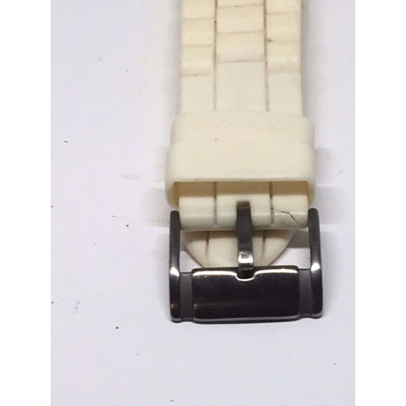 Authentic Fossil Watch Full Band Rubber White Use Parts 2 Piece Strap 18mm A698 - Picture 8 of 8